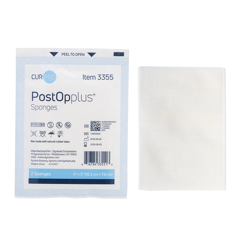 Post Op Plus Sponge, 4" x 3" 8 Ply - 25 pcs per Box/24 Boxes per Case