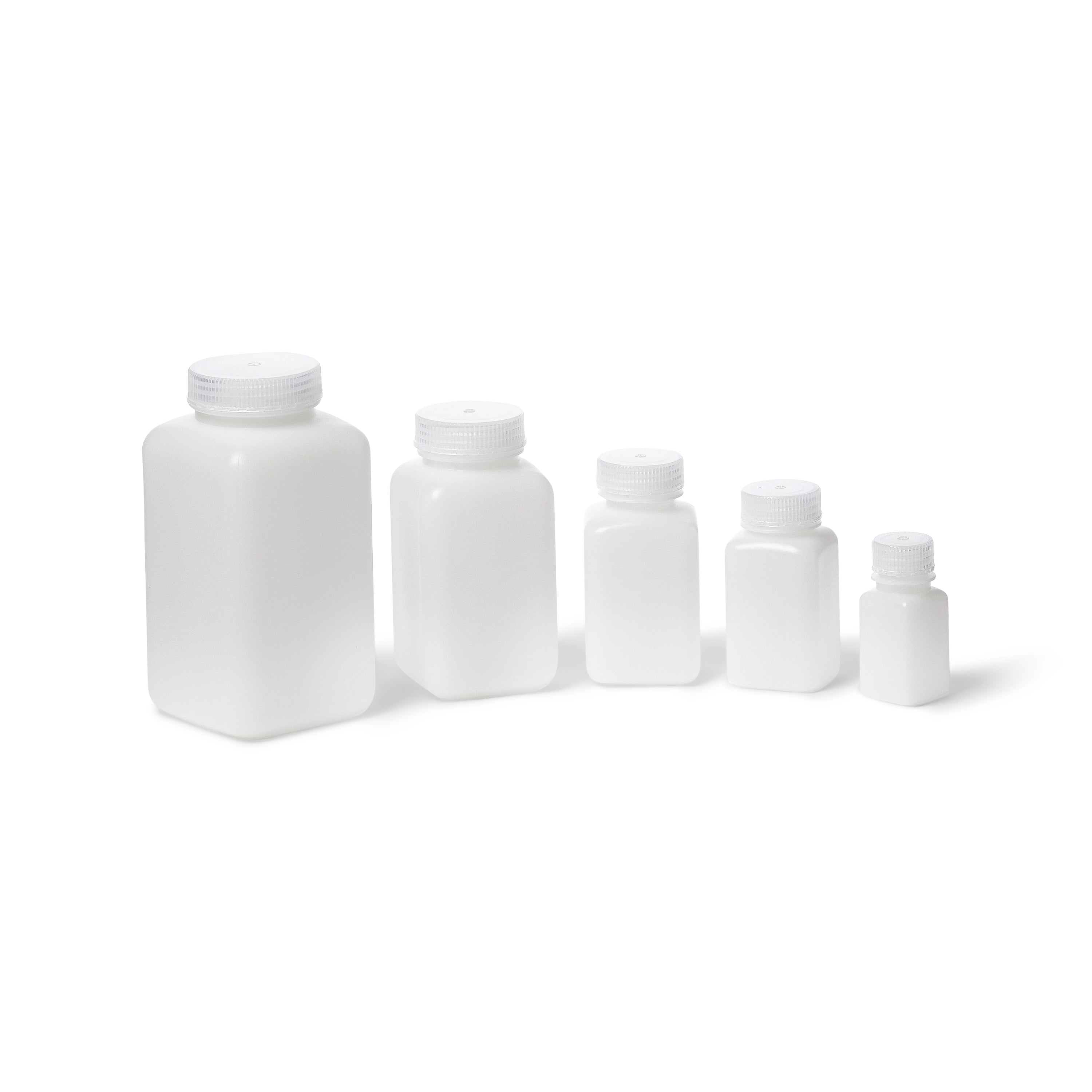 United Scientific® UniStore™ Wide Mouth Square Bottles, HDPE, 60 mL, comes with 12