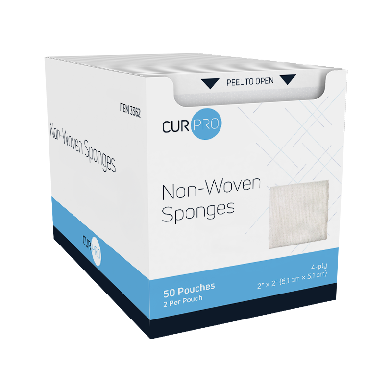 Non-Woven Sponge - Sterile 2's, 2" x 2" 4 Ply - 2 pcs per pouch/50 pouches per Box/30 Trays per Case