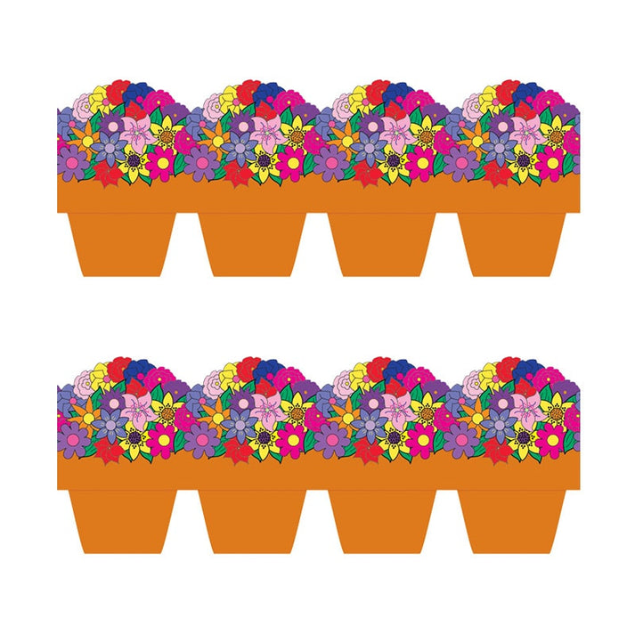 Border - 12 Strips Ea. 3"x36" - Flower Pots Die-Cut