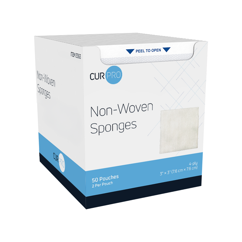 Non-Woven Sponge - Sterile 2's, 3" x 3" 4 Ply - 2 pcs per pouch/50 pouches per Box/24 Trays per Case