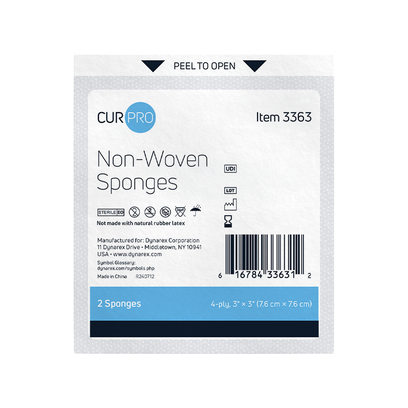 Non-Woven Sponge - Sterile 2's, 3" x 3" 4 Ply - 2 pcs per pouch/50 pouches per Box/24 Trays per Case