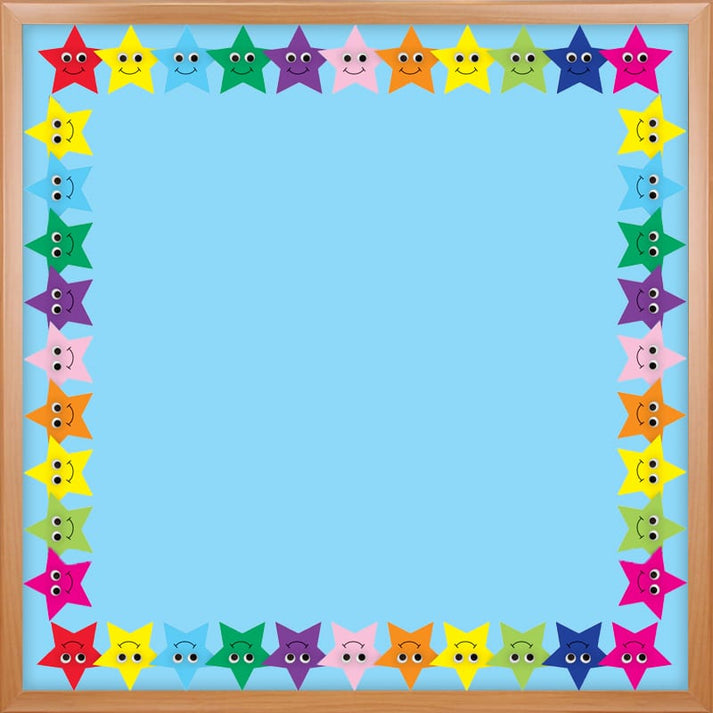 Border - 12 Strips Ea. 3"x36" - Happy Multicolor Stars Die-Cut
