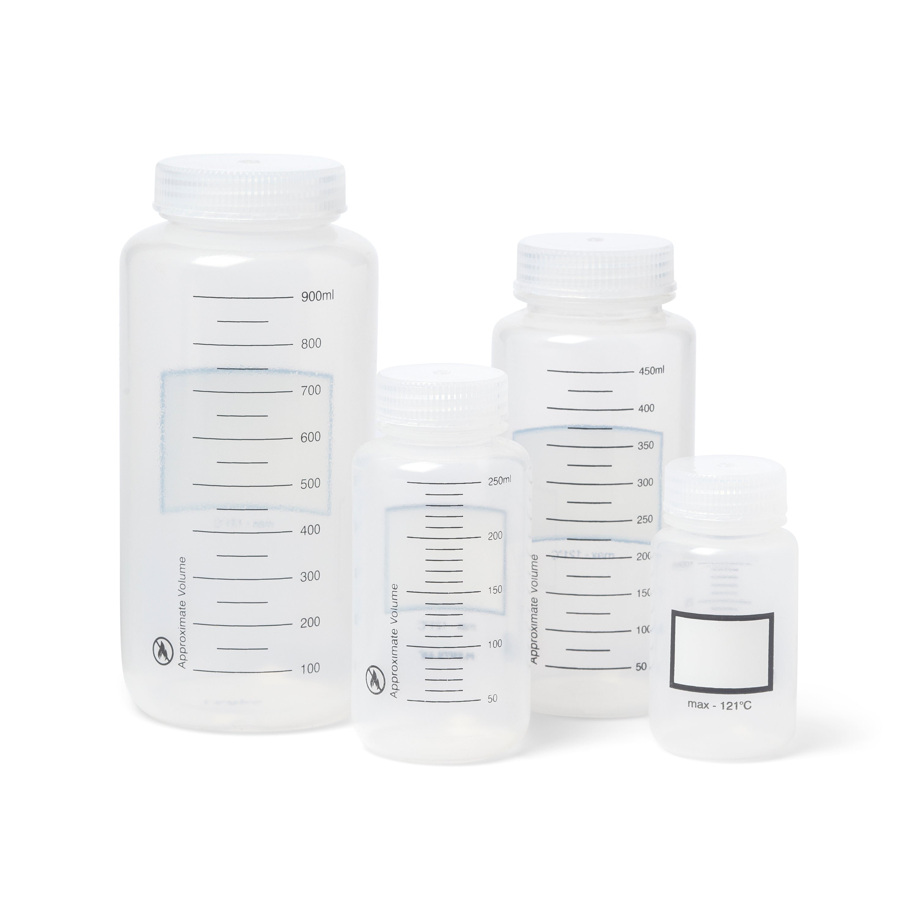United Scientific® UniStore™ Graduated Wide Mouth Bottles, PP, 500 mL, comes with 12