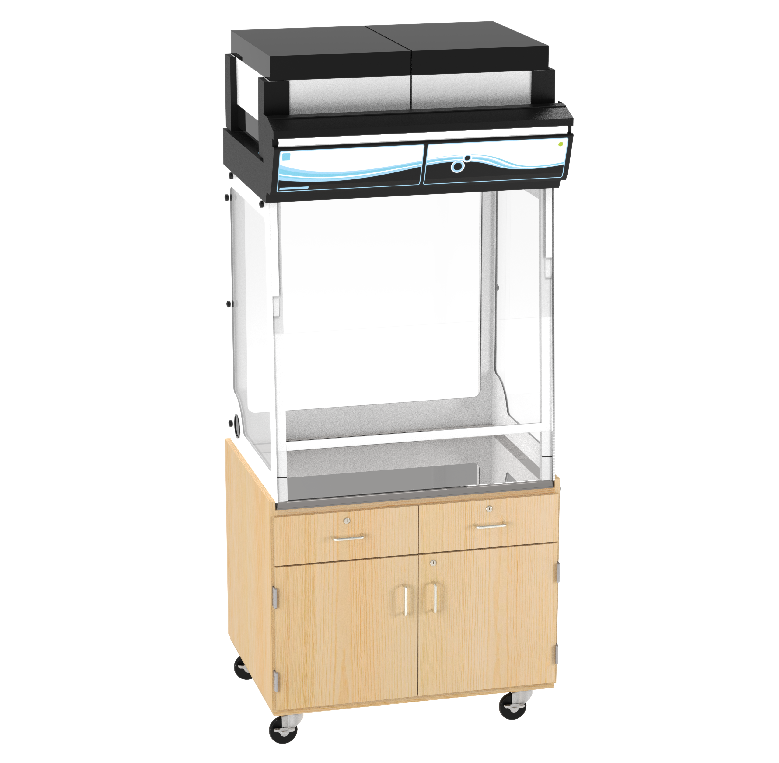 Large Mobile Fume Hood Cabinet W/Fume Hood,Light Hardwood