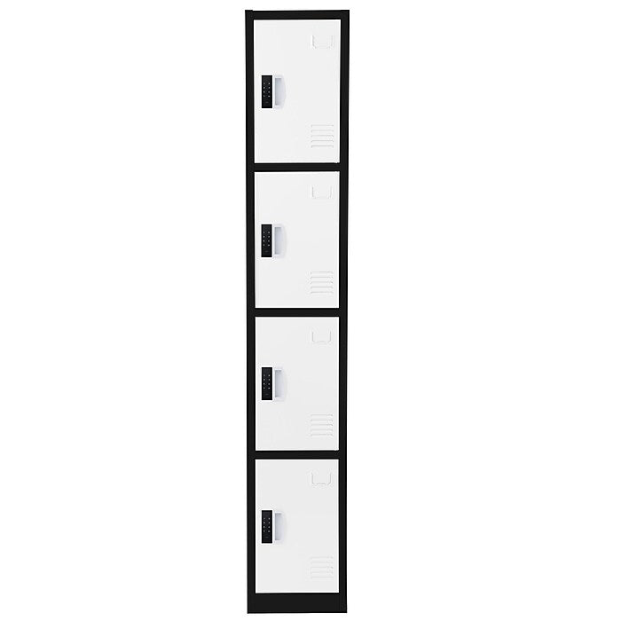 72" H x 12" W  4-Tier Steel Storage Locker with Digital Lock, Black and White, Pack of 4