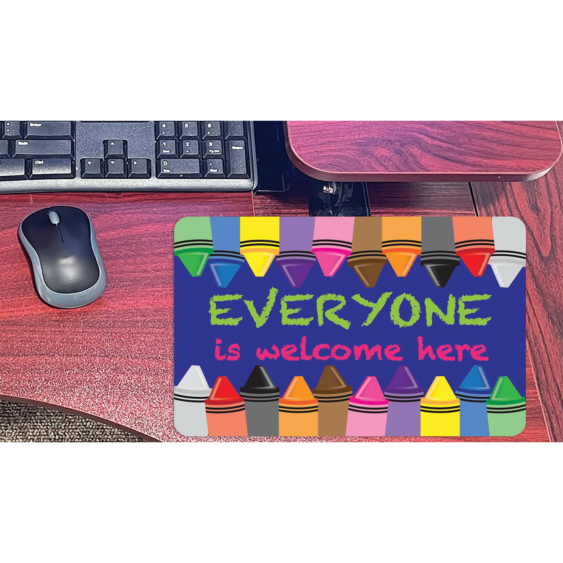 Computer Mouse Pad, 8" x 10", Everyone is Welcome Here, Crayons