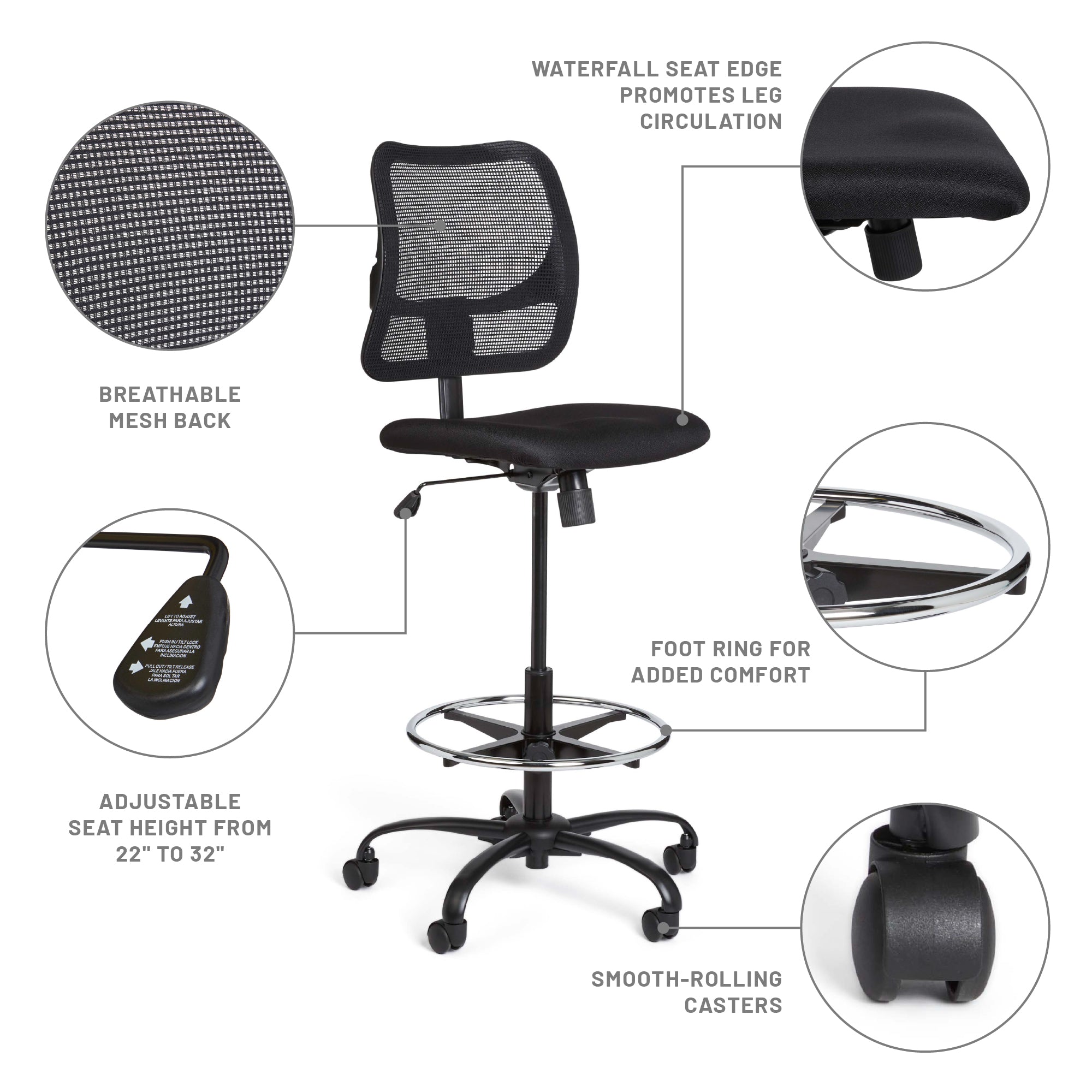 Chair Vue Extended Height Blk