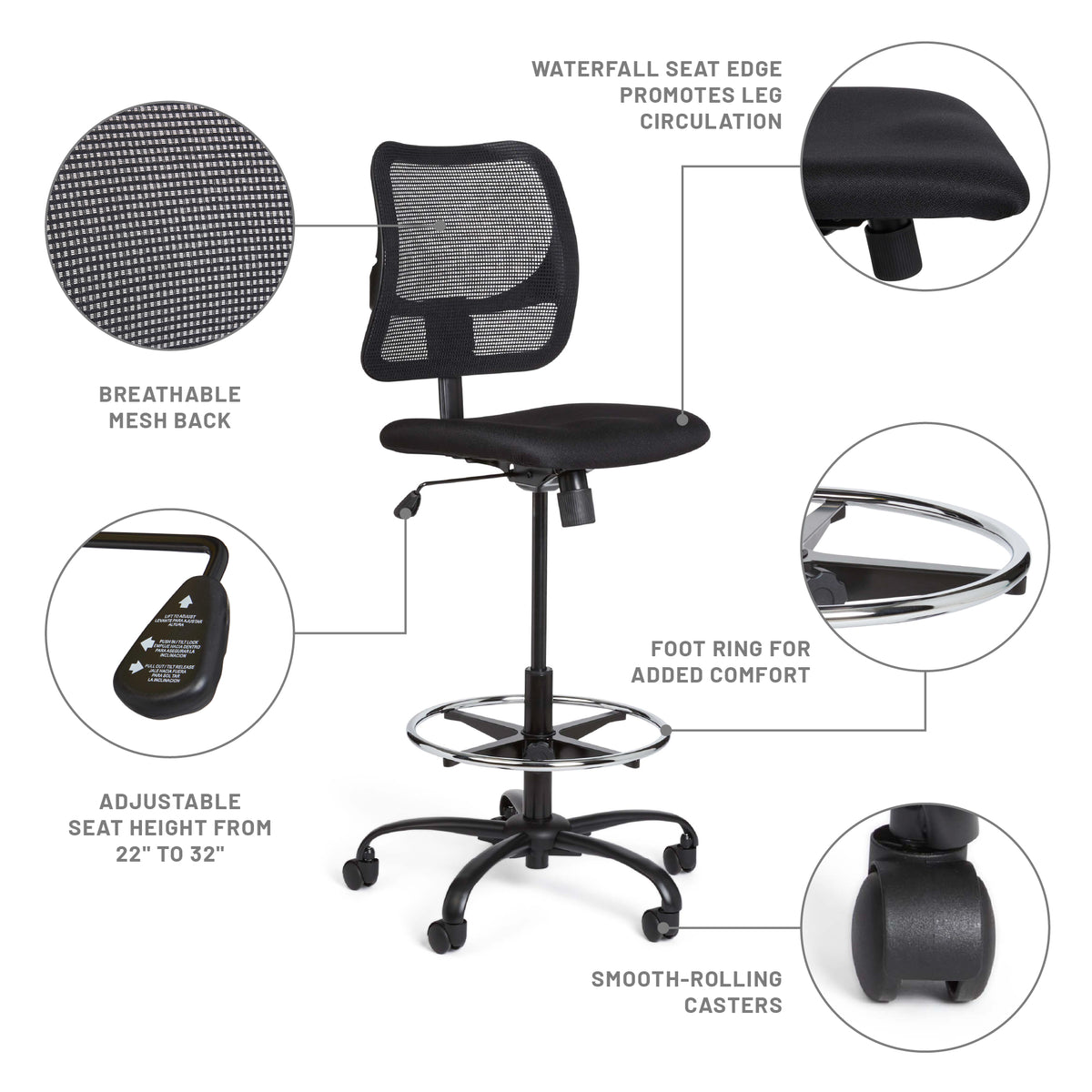 Chair Vue Extended Height Blk