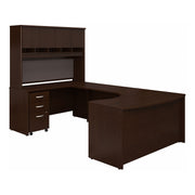 Bush Business Furniture Series C 60W Left Handed Bow Front U Shaped Desk with Hutch and Storage in Mocha Cherry - 59.45" Width x 101.65" Depth x 72.85" Height