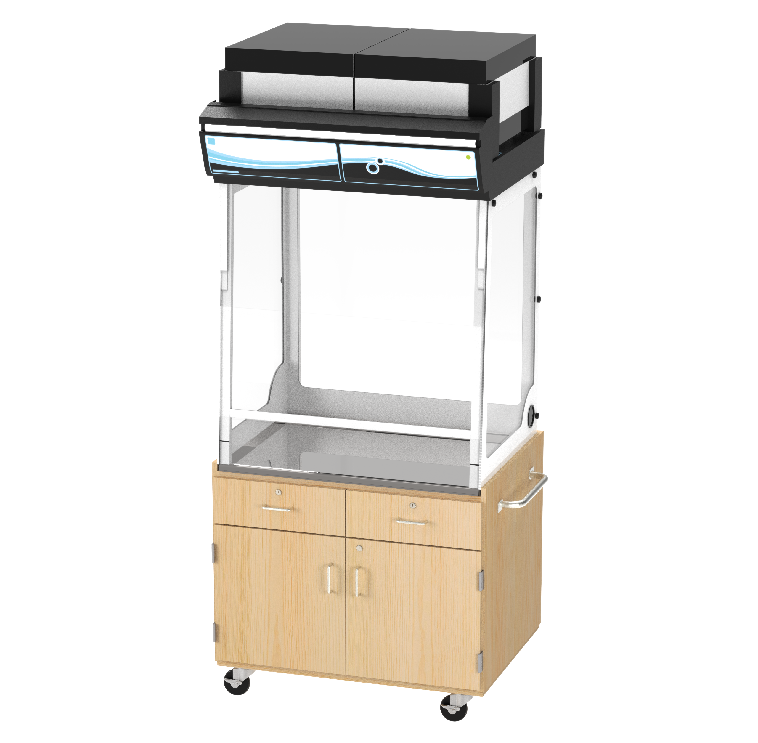 Large Mobile Fume Hood Cabinet W/Fume Hood,Light Hardwood