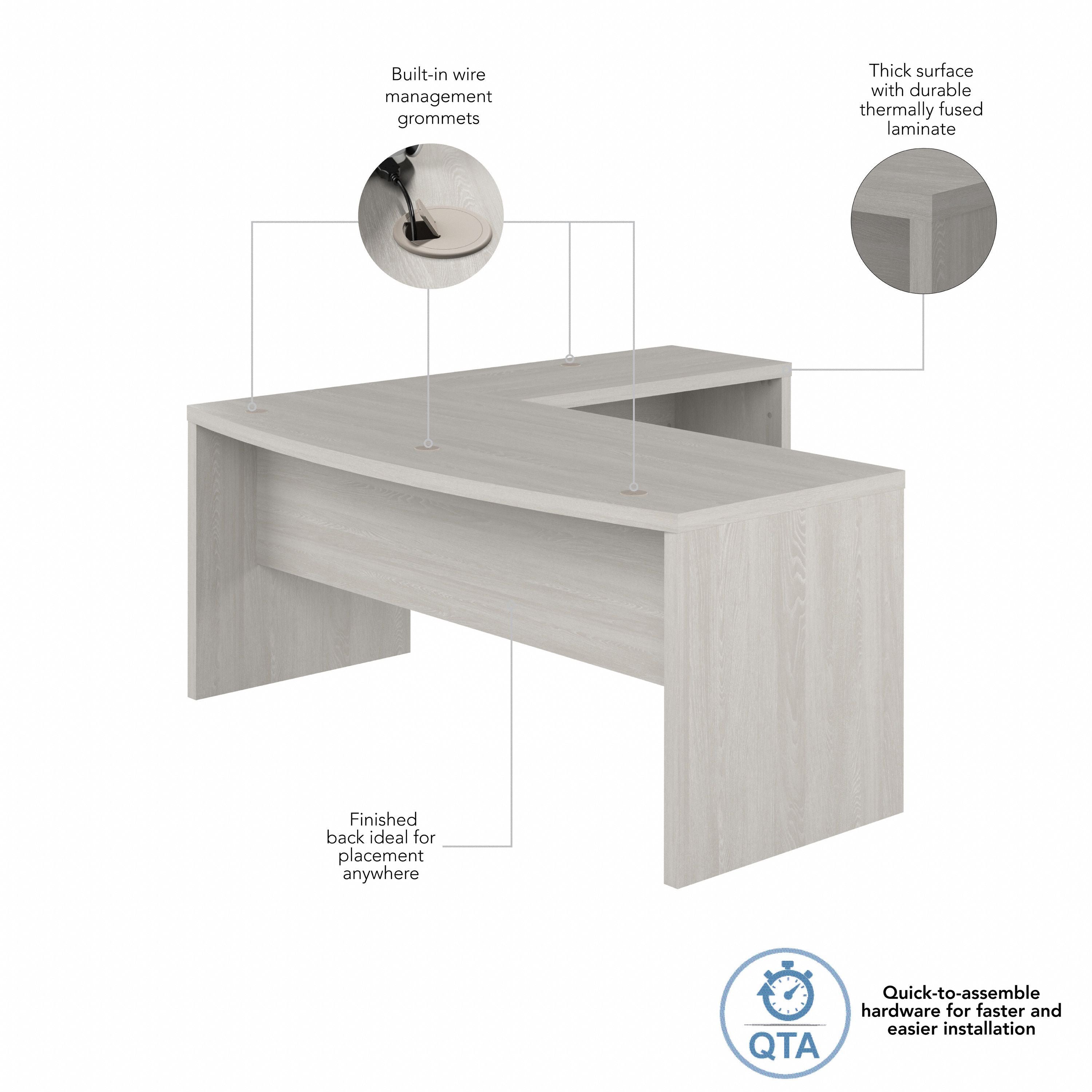 Bush Business Furniture Echo 72W Bow Front L Shaped Desk in Gray Sand - 71.97" Width x 77.32" Depth x 30" Height