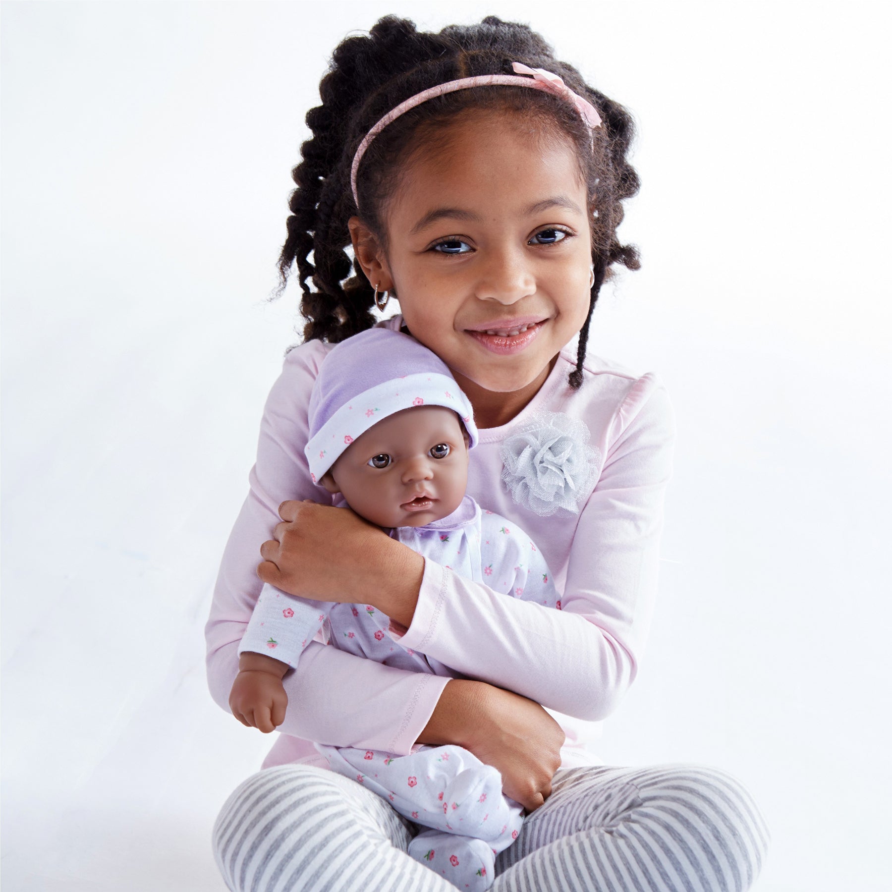 La Baby Soft 11" Baby Doll, Purple with Blanket, African-American