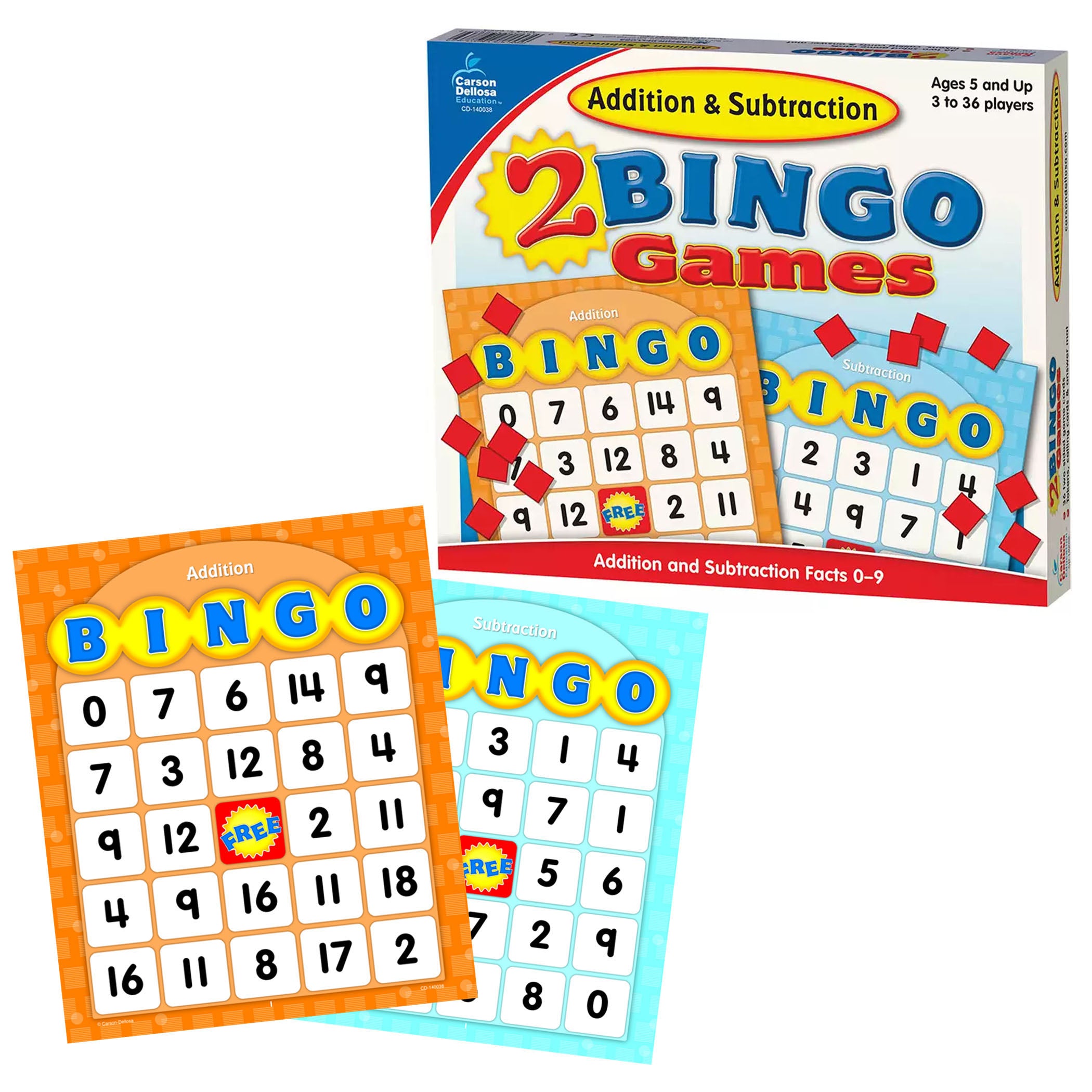Addition & Subtraction Bingo Board Game, Grade K-2