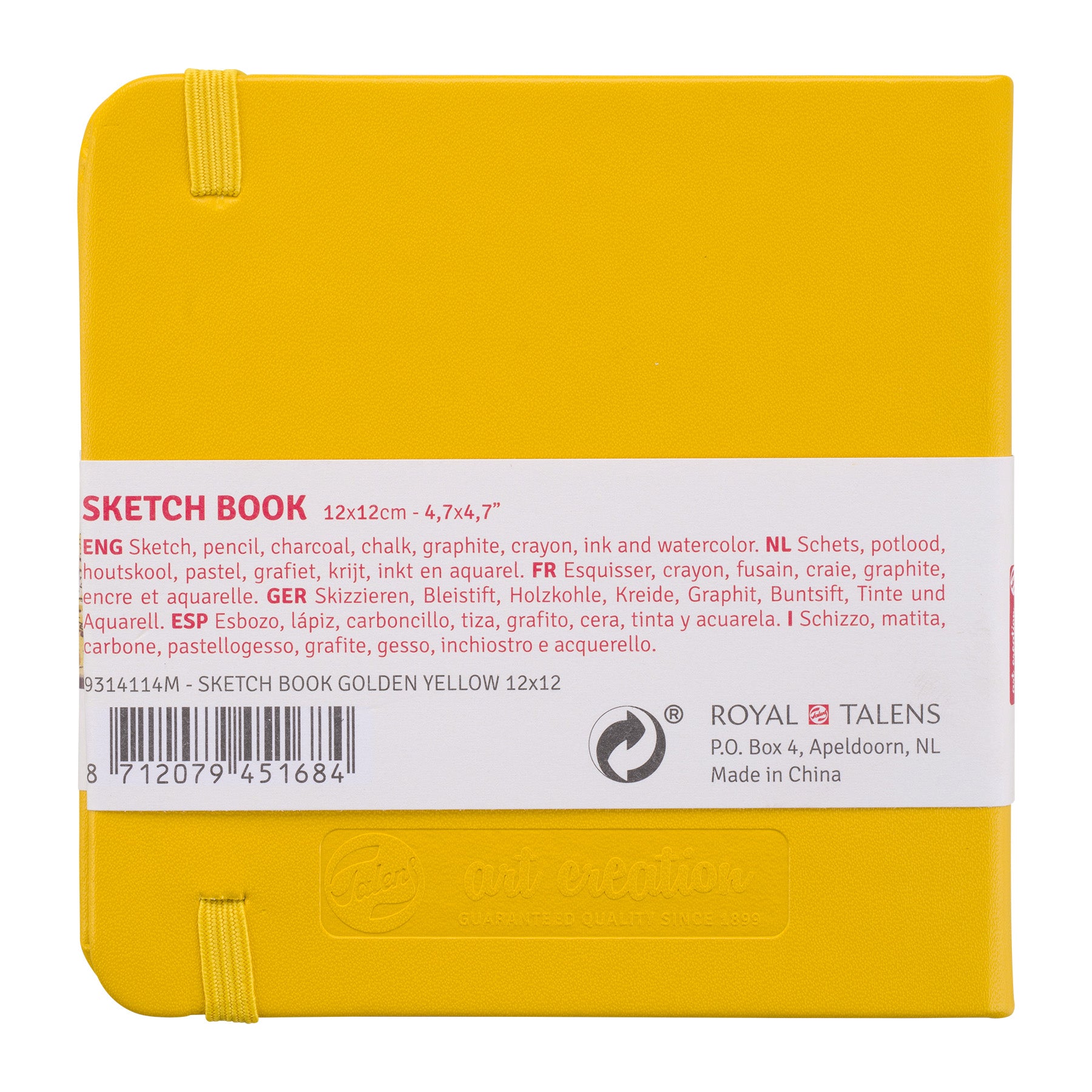 Sketchbook, 80 Sheets, 90lbs, Golden Yellow Cover, 4.7" x 4.7"