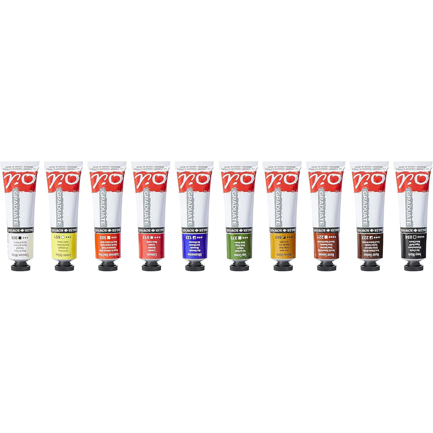 Graduate Oil Paint Selection Set, Assorted Colors, 38ml, 10 Pieces