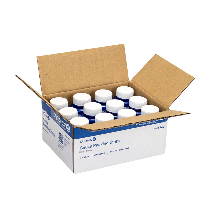 Packing Strips Plain - Sterile, 1/4" x 5 yd - 12 Bottles per Case