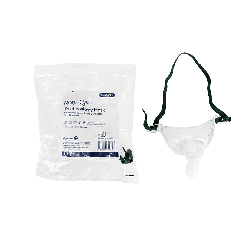 Tracheostomy Mask with Swivel Tubing Connector and One Side Snap, Fits 22mm Aerosol Tubing, Adult, 50 Quantity per Case