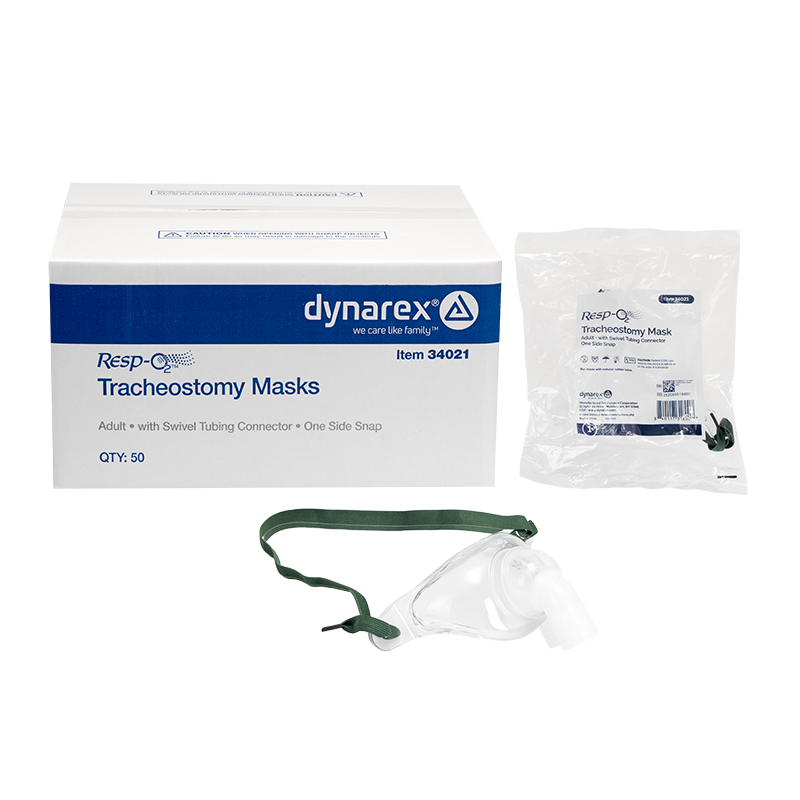 Tracheostomy Mask with Swivel Tubing Connector and One Side Snap, Fits 22mm Aerosol Tubing, Adult, 50 Quantity per Case