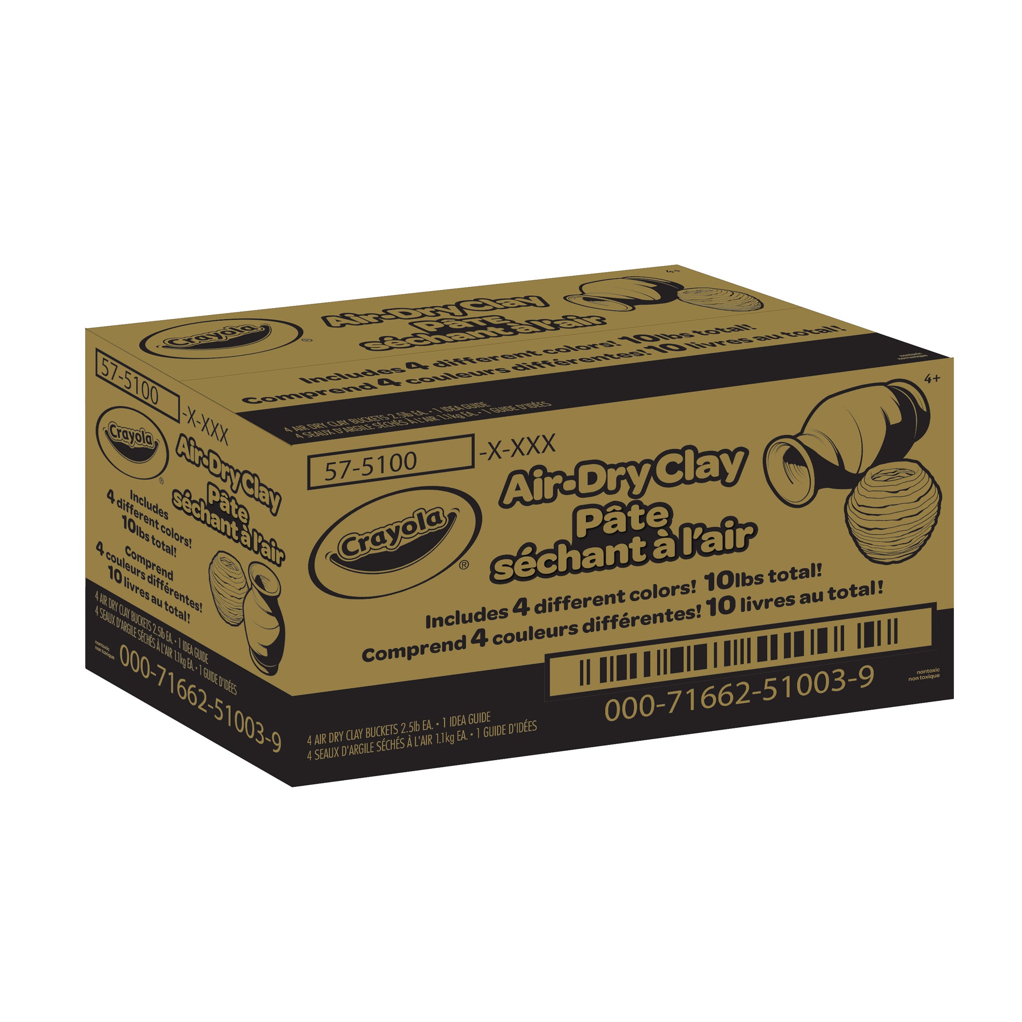 Air Dry Clay, 2.5lb Buckets, Assorted, Pack of 4
