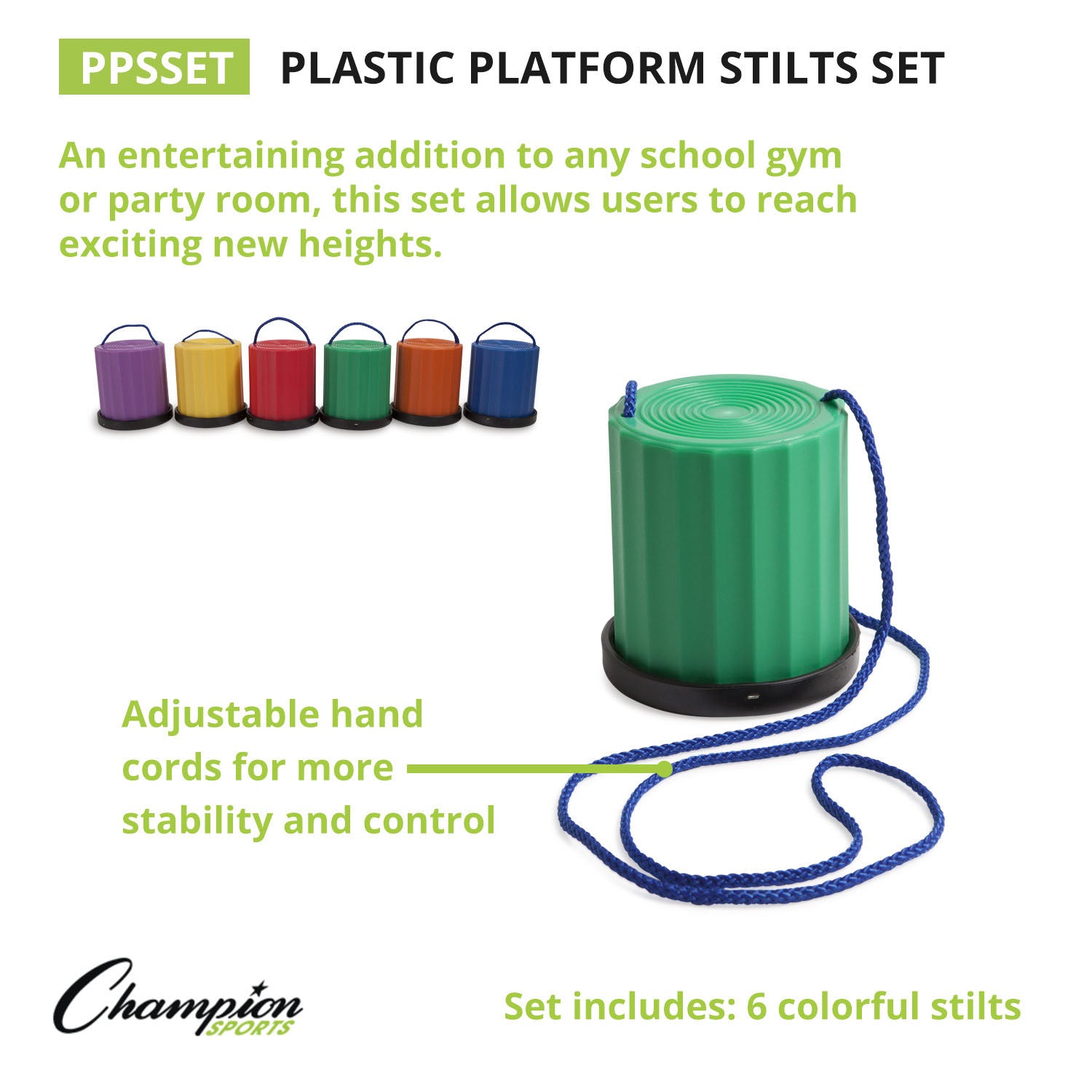 Plastic Platform Stilts, Assorted Colors, Set of 6
