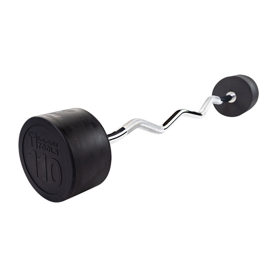 Rubber Coated Fixed Curl Barbell, 110Lb