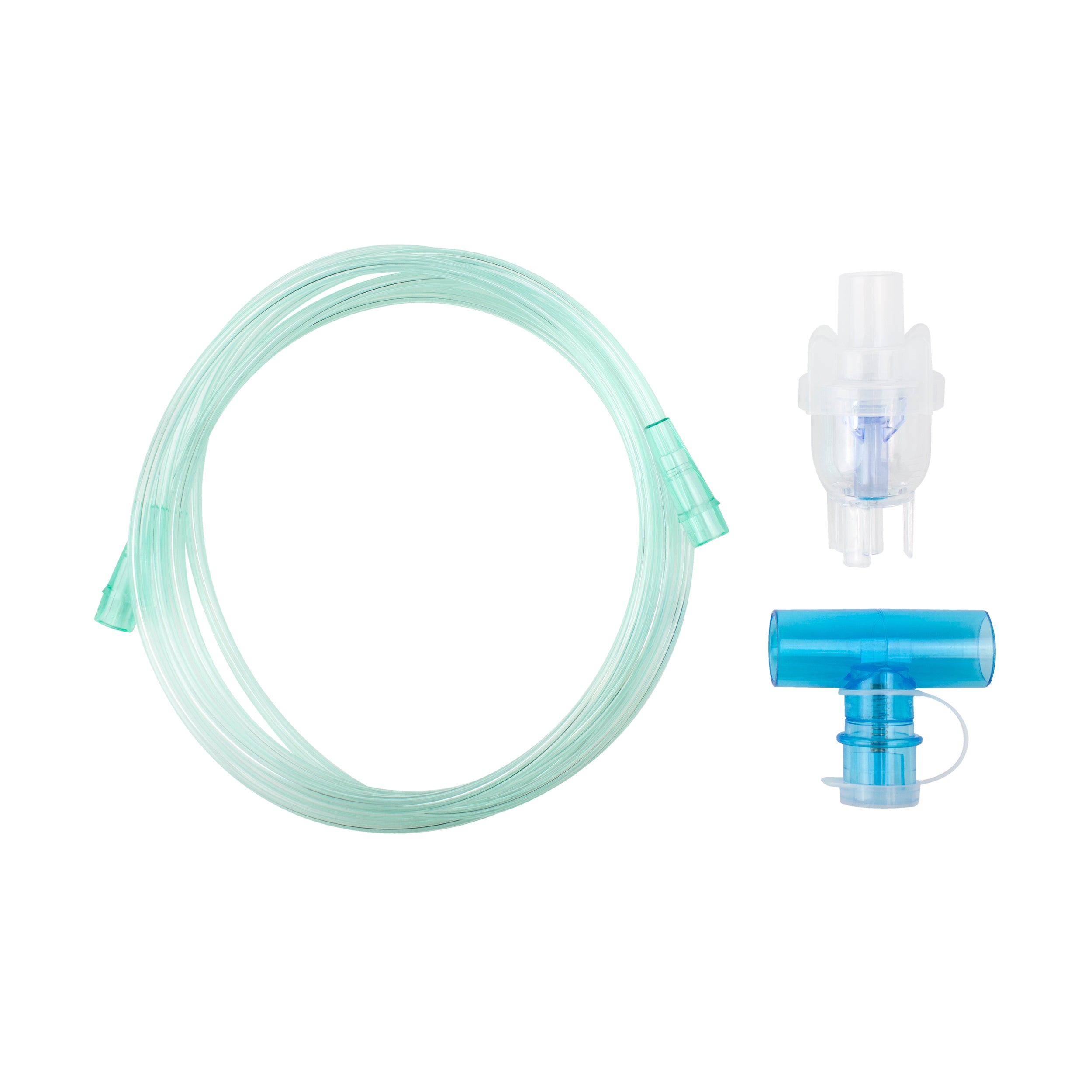 Small Volume Nebulizer 6cc Cup with 7' (2.1m) Tubing, Standard Connector, Spring Loaded T (22mm OD x 22mm OD), 50 Quantity per Case
