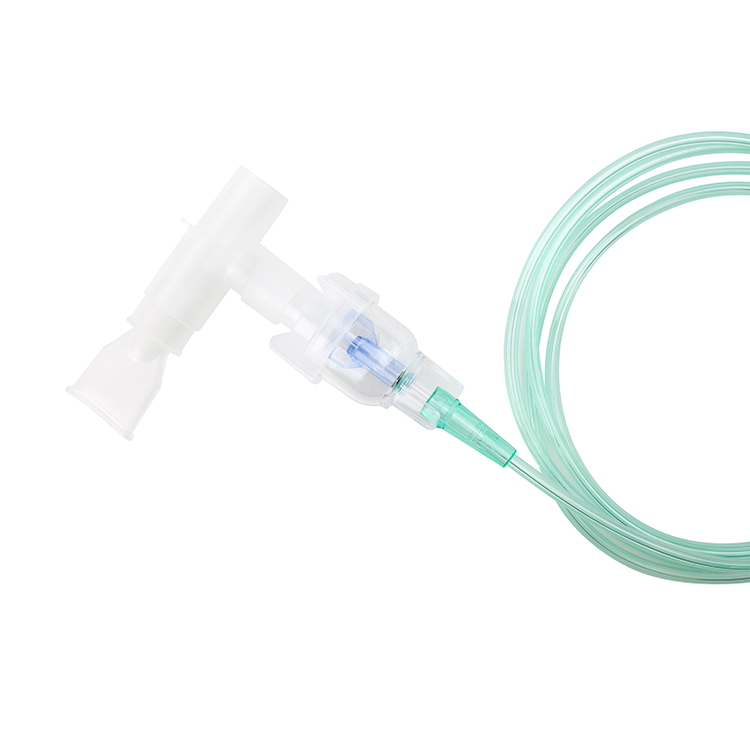 Small Volume Nebulizer 6cc Cup with 7' (2.1m) Tubing and T-Piece/Mouthpiece, Standard Connector, 50 Quantity per Case