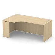 OfficeSource Laminate Left Desk Shell with Corner Extension - 71" X30" - Maple