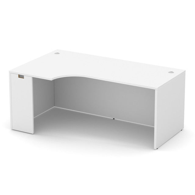 OfficeSource Laminate Left Desk Shell with Corner Extension - 71" X30" - White