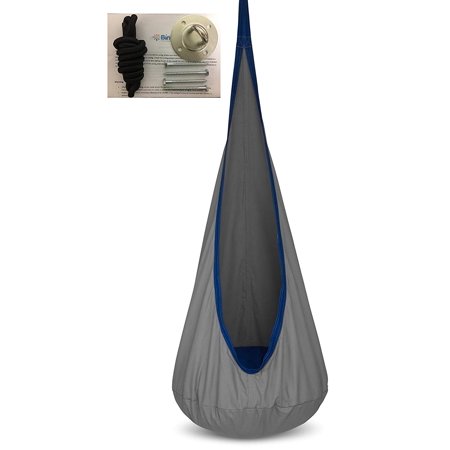 Bintiva - Child Pod Swing - Indoor Sensory Hammock Grey-Blue