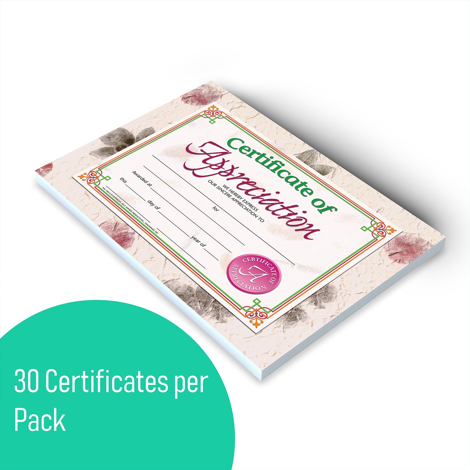 Certificate of Appreciation, 8.5" x 11", Pack of 30