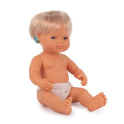 Miniland Educational 15 Inch Baby Doll Caucasian Girl  with Hearing Aid