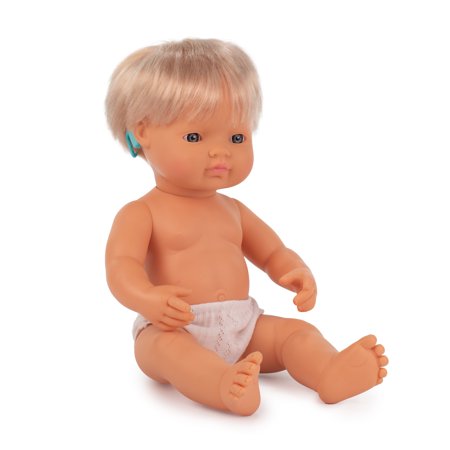 Miniland Educational 15 Inch Baby Doll Caucasian Girl  with Hearing Aid