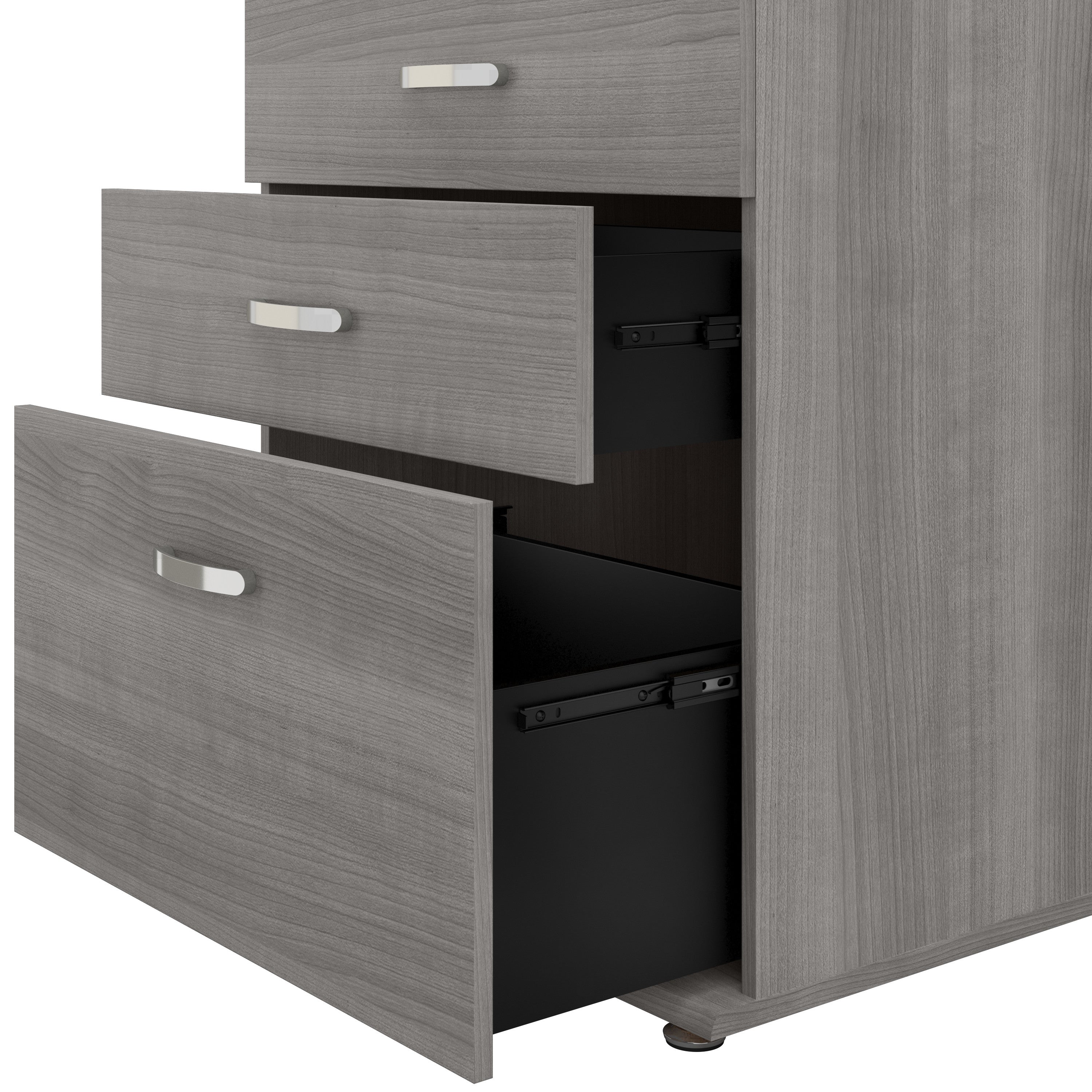 Bush Business Furniture Universal Floor Storage Cabinet with Drawers in Platinum Gray - 28.35" Width x 24.69" Depth x 33.98" Height