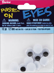Paste-on Wiggle Eyes 12Mm 10/Pkg-Black