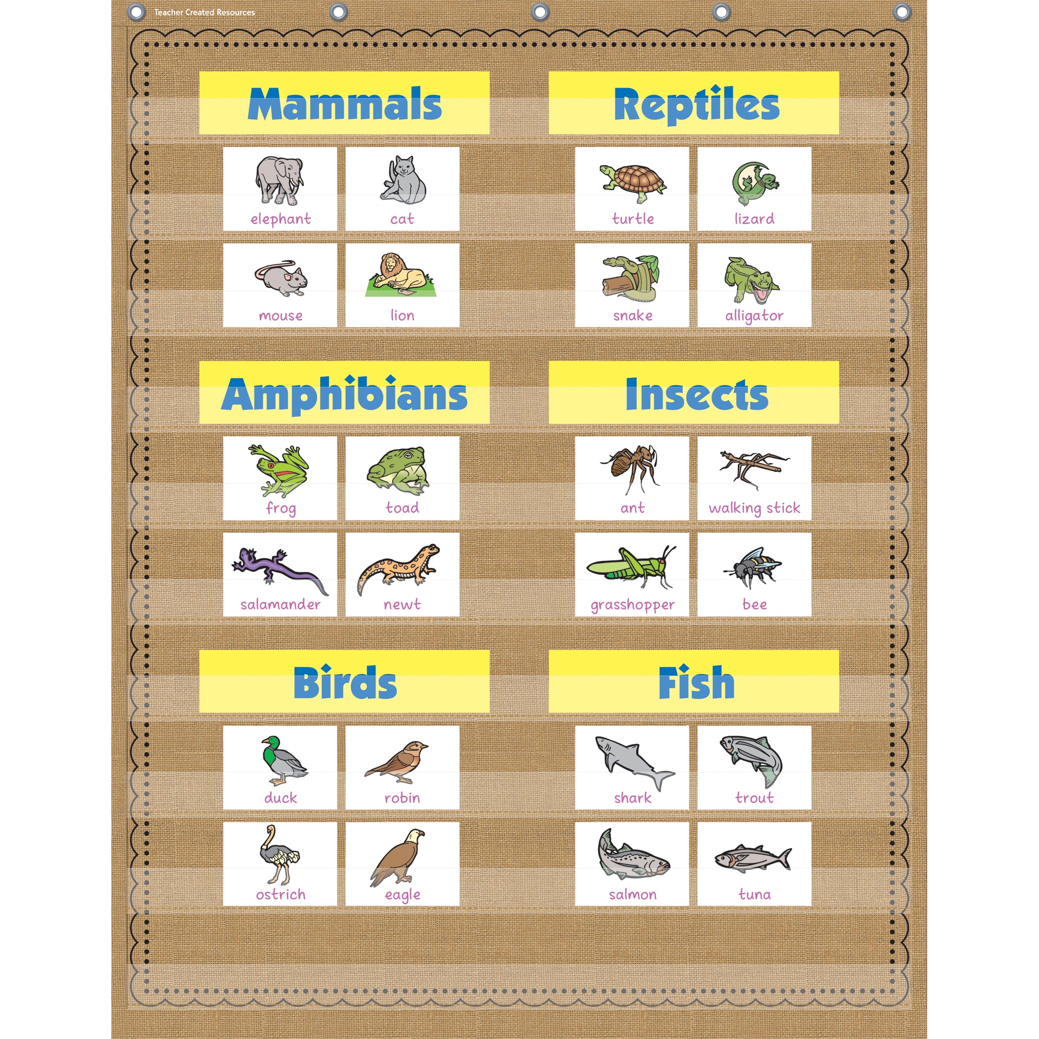 Burlap 10 Pocket Chart (34" x 44")