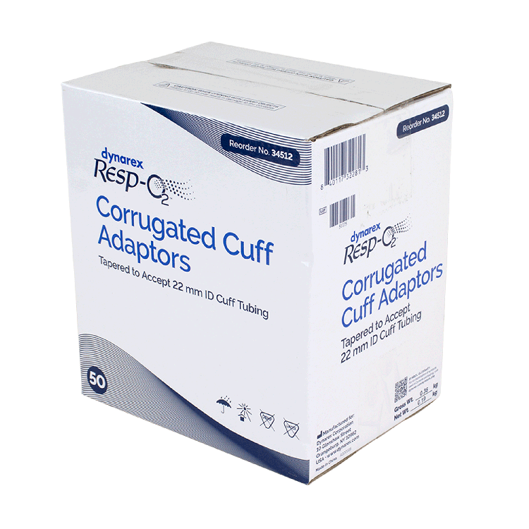 Corrugated Cuff Adaptor, Fits 22mm ID Cuff Tubing50 Quantity per Case