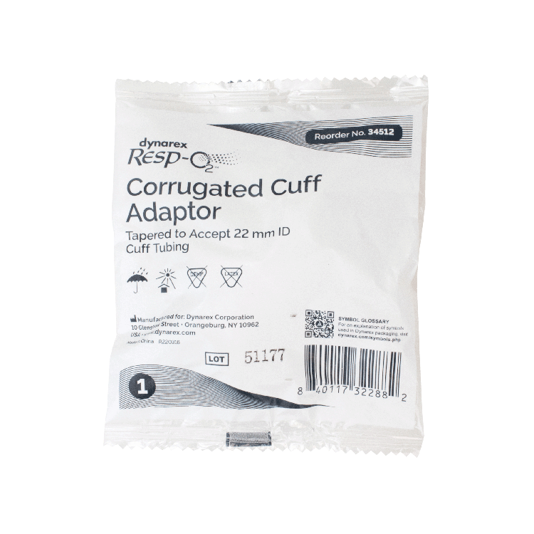 Corrugated Cuff Adaptor, Fits 22mm ID Cuff Tubing50 Quantity per Case