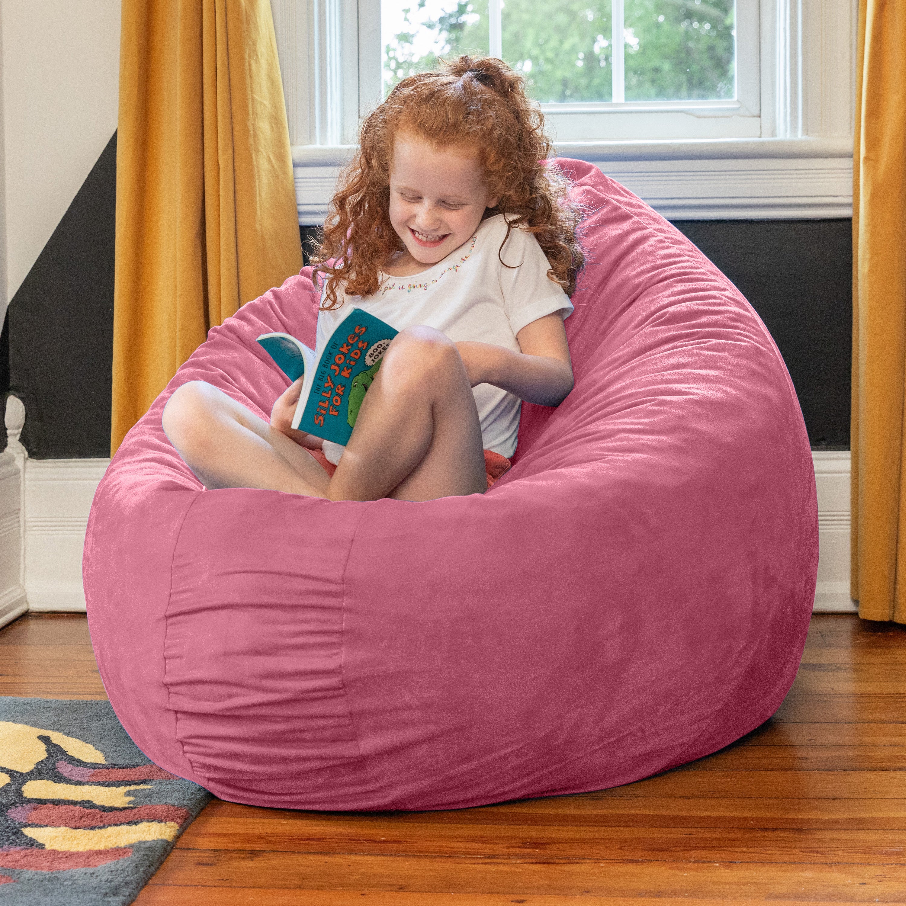 Jaxx Cocoon 4 Foot Bean Bag Chair and Crash Pad, Pink