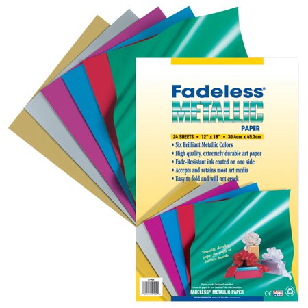Pacon Fadeless Metallic Papers  12 in X 18 in  24 Sheets  Assorted Colors