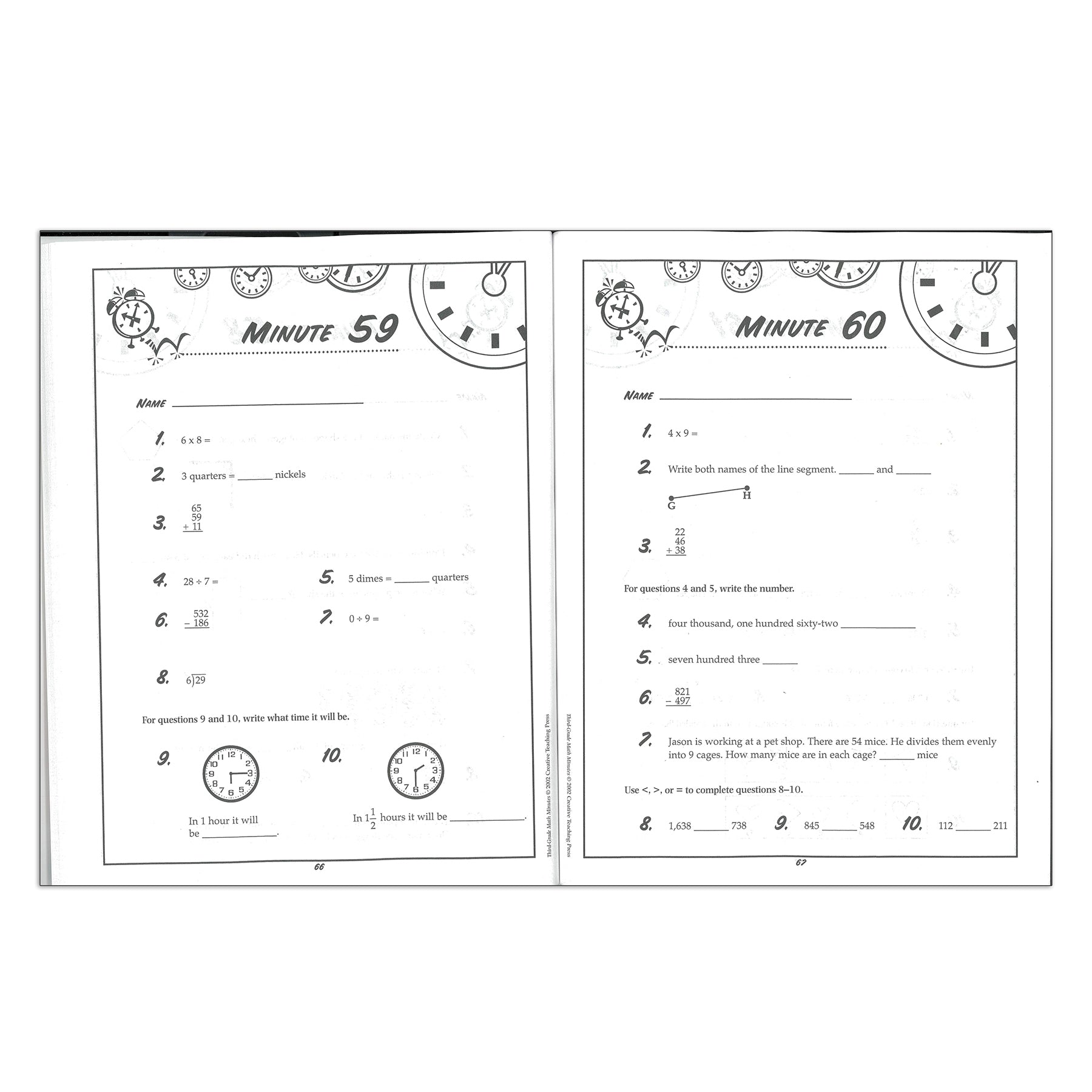 Math Minutes Book, Grade 3