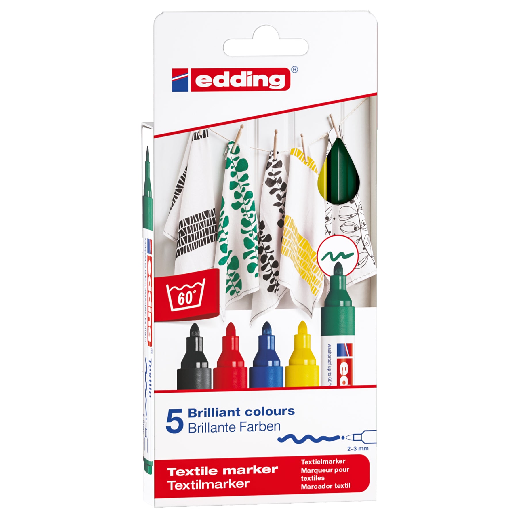 edding 4500 Textile Marker - Set of 5 - Basic