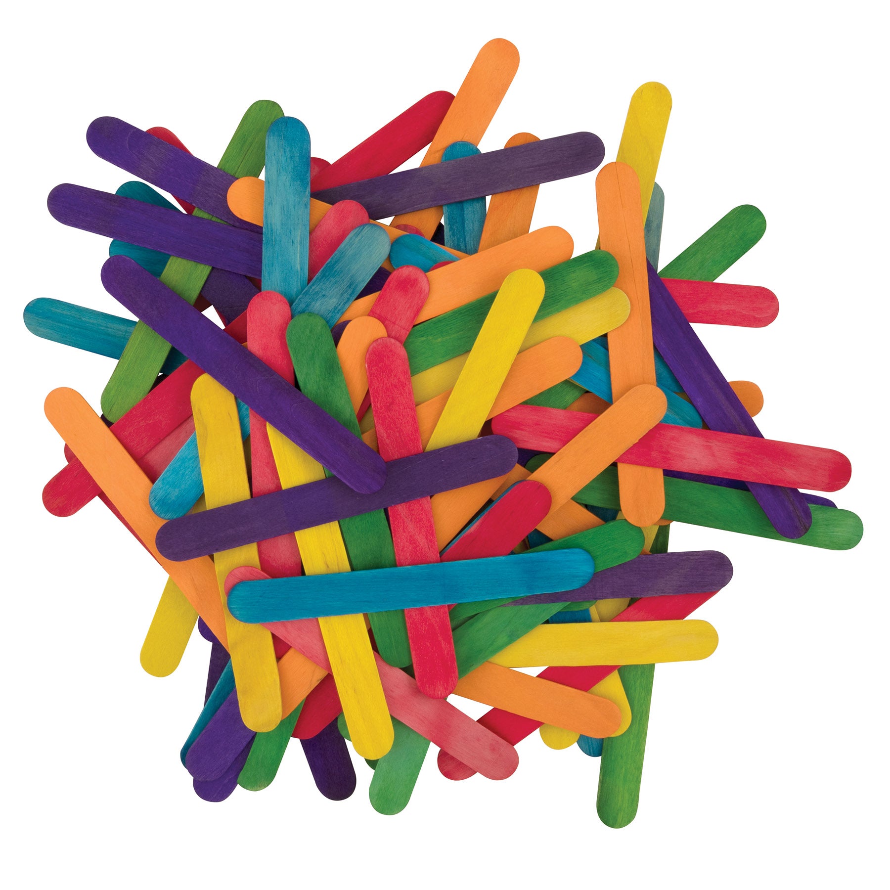 Regular Craft Sticks, Bright Hues Assorted, 4 1/2" x 3/8" x 2mm, 150 Pieces