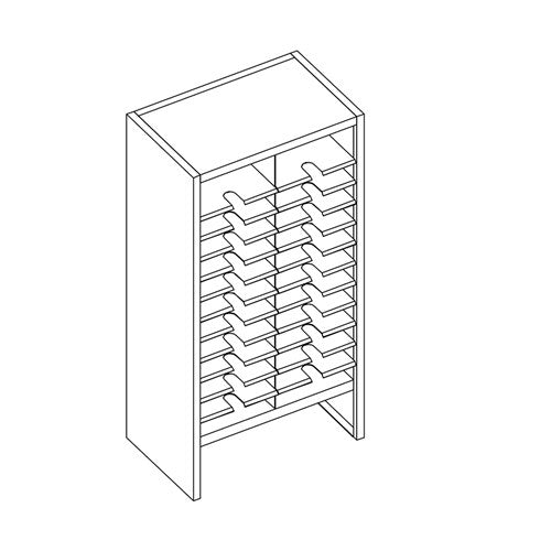 Mailflow Systems Sorter, Closed Back w/ 7" Elevation; 24 Sorting Pockets 15”D without Plexi Doors