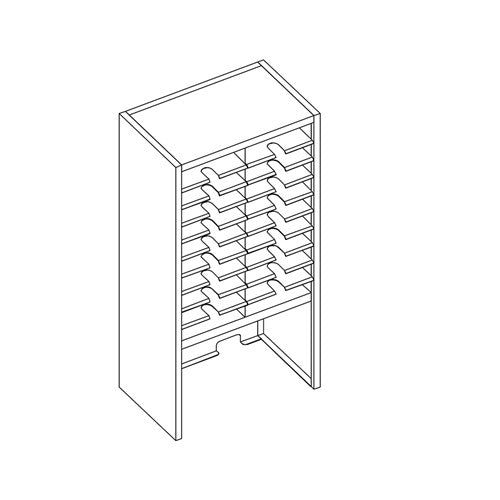 Mailflow Systems Sorter, Closed Back w/ 15" Elevation; 20 Sorting Pockets 15”D without Plexi Doors - 24"W X 48"H