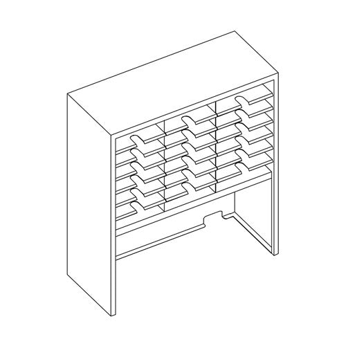 Mailflow Systems Sorter, Closed Back w/ 17" Elevation; 21 Sorting Pockets 15”D without Plexi Doors