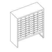 Mailflow Systems Sorter, Closed Back w/ 8" Elevation; 30 Sorting Pockets 15”D without Plexi Doors