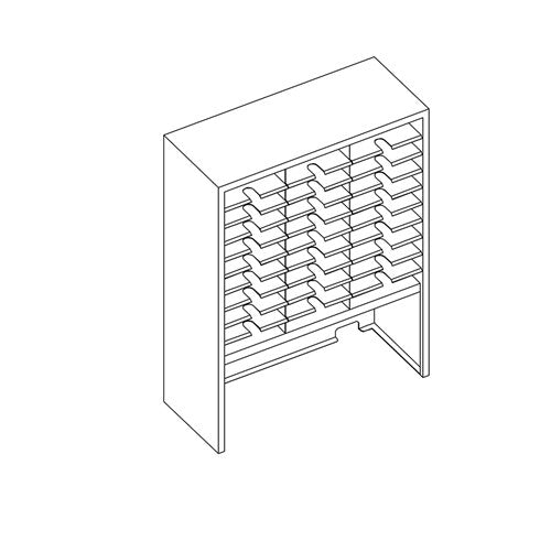 Mailflow Systems Sorter, Closed Back w/ 15" Elevation; 20 Sorting Pockets 15”D without Plexi Doors - 36"W X 48" H