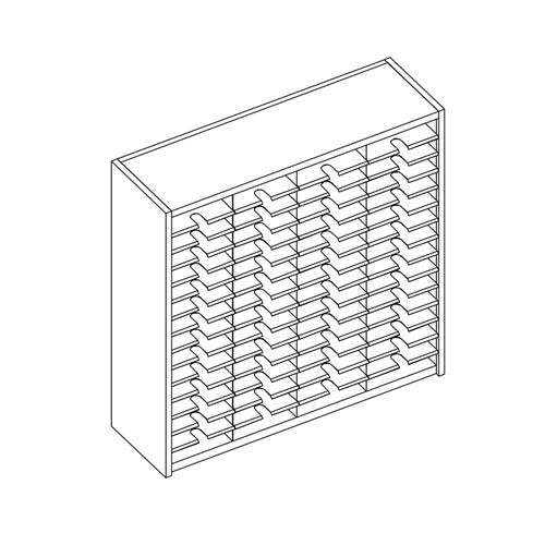 Mailflow Systems Sorter, Closed Back; 60 Sorting Pockets 15”D without Plexi Doors - 48"H X 48"W